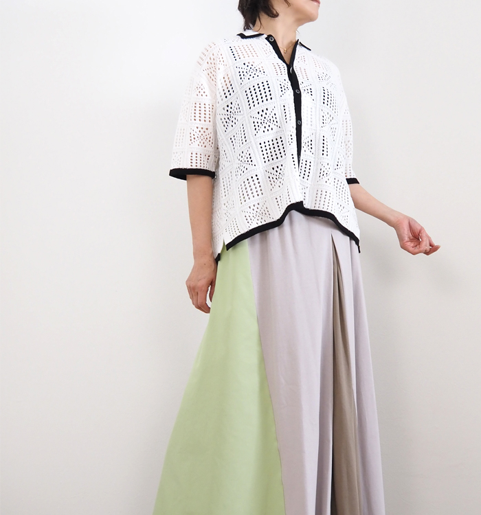 Boutique Ordinary ブティックオーディナリー レースニットシャツカーディガン