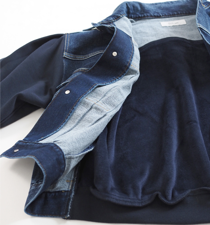 Boutique Ordinary ブティークオーディナリー 裏起毛デニムxジャージィジャケット