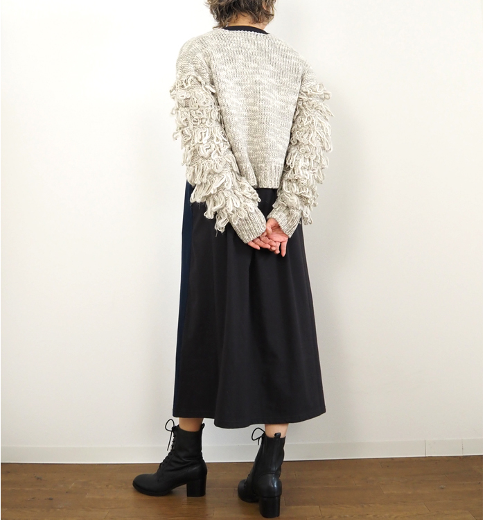 Boutique Ordinary ブティークオーディナリー フリンジスリーブミックスニットカーディガン