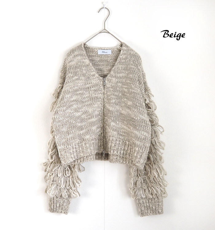 Boutique Ordinary ブティークオーディナリー フリンジスリーブミックスニットカーディガン