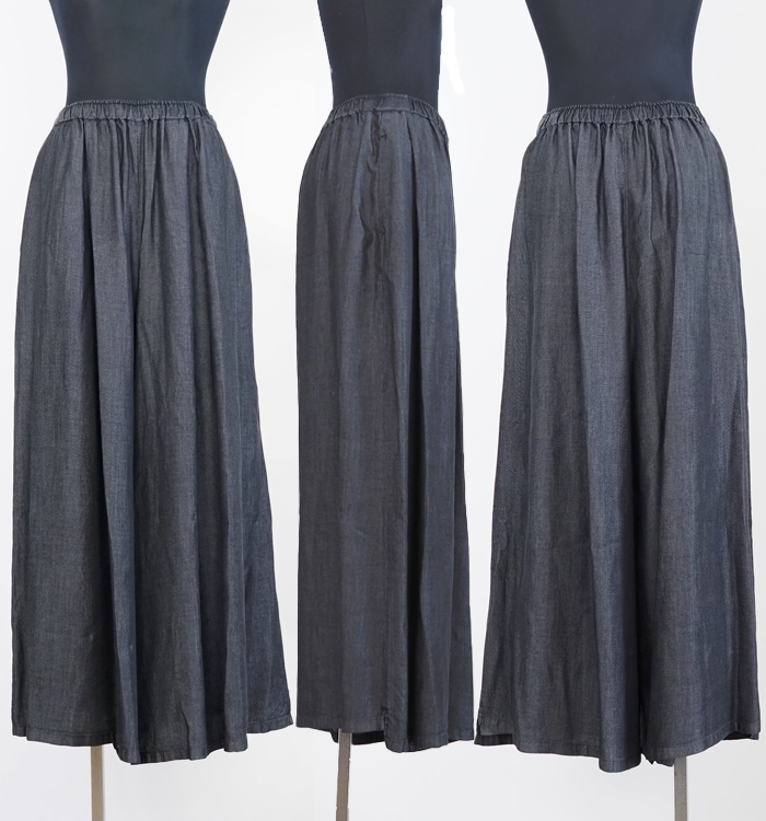 Boutique Ordinary ブティークオーディナリー タックアンドギャザーデニムワイドパンツ