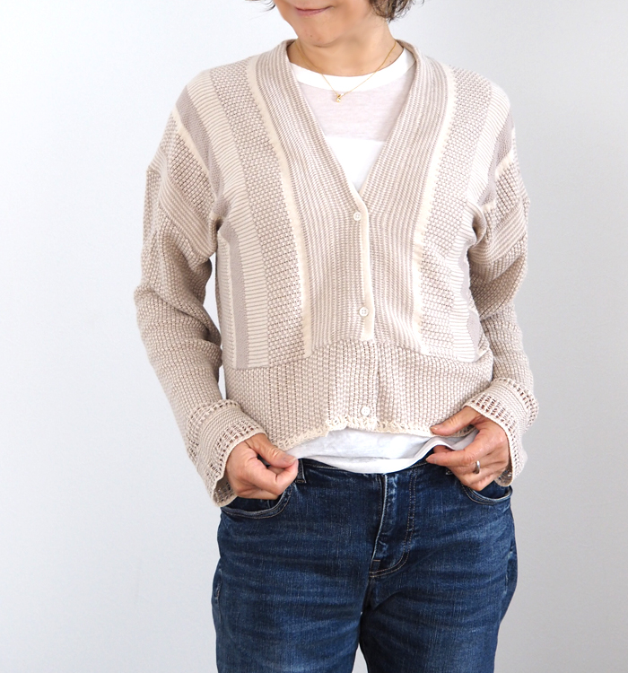 Boutique Ordinary ブティークオーディナリー ジャガードニット Vネックカーディガン