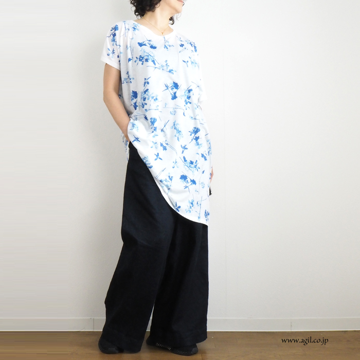 CILANDSIA(チランドシア) アシンメトリープリントTシャツワンピース レディース メンズ