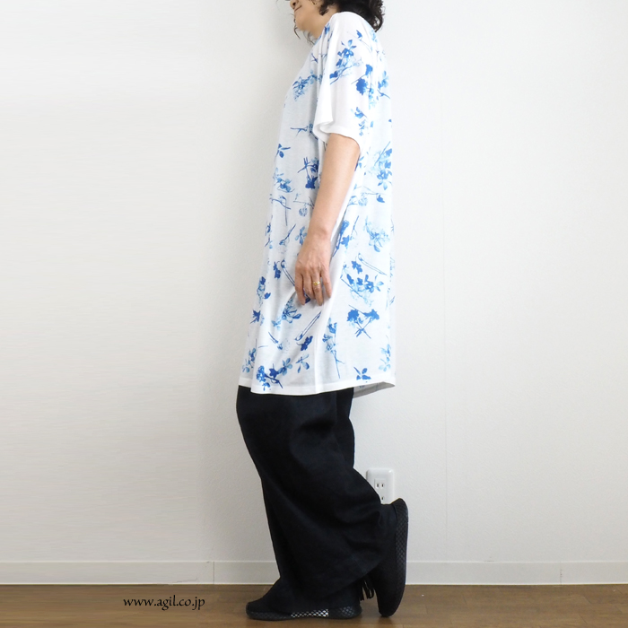 CILANDSIA(チランドシア) アシンメトリープリントTシャツワンピース レディース メンズ