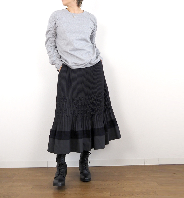 FERAL FLAIR フィラルフレア ロングプリーツスカート エコアーチギャバジン