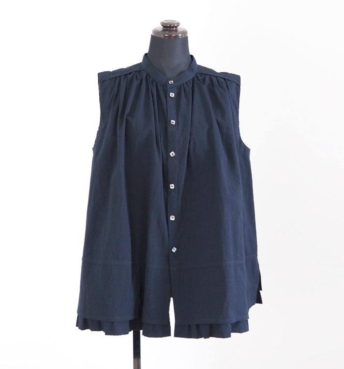 FERAL FLAIR フィラルフレア ノースリーブコットンブラウス コードレーンストライプ