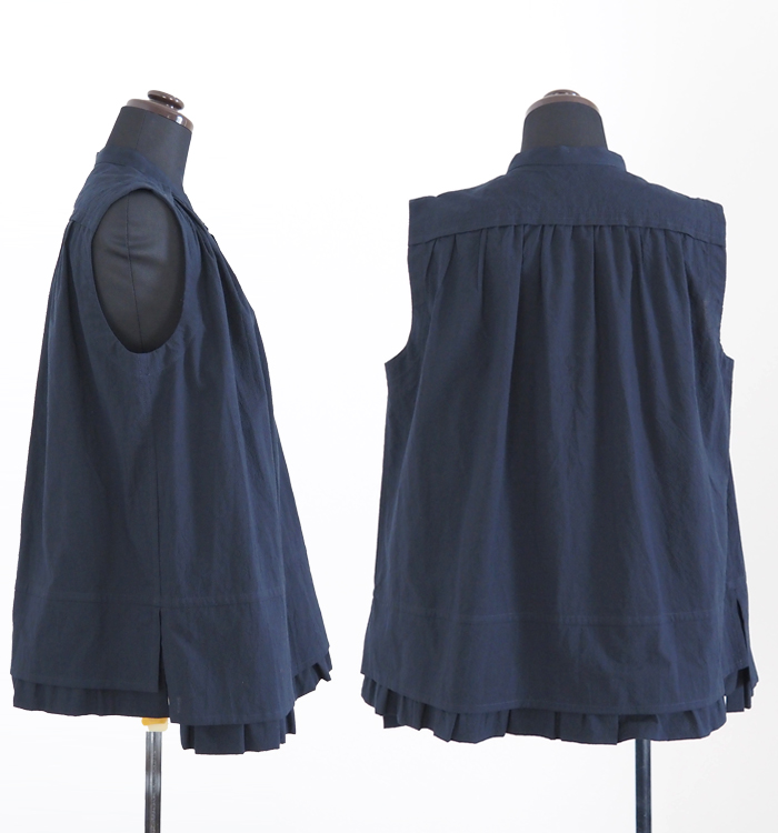 FERAL FLAIR フィラルフレア ノースリーブコットンブラウス コードレーンストライプ