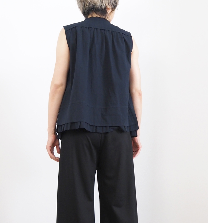 FERAL FLAIR フィラルフレア ノースリーブコットンブラウス コードレーンストライプ