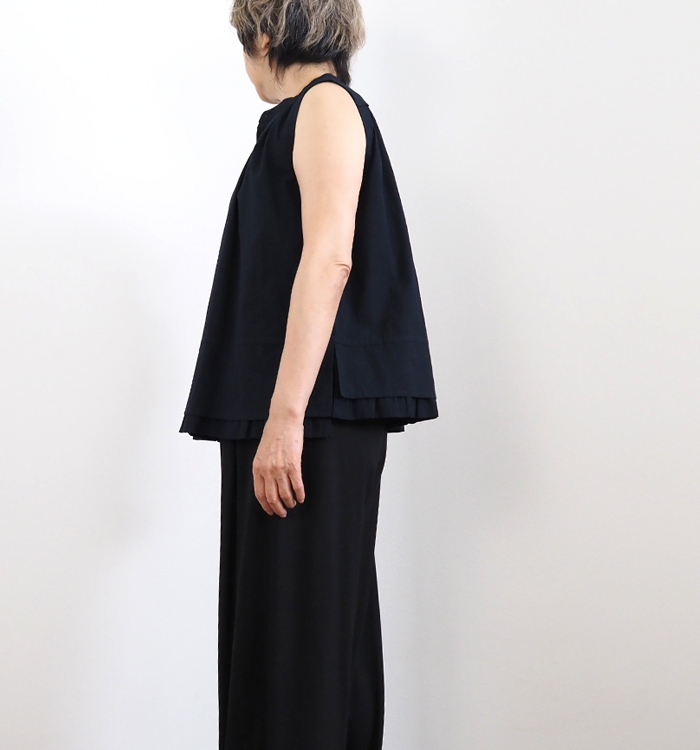 FERAL FLAIR フィラルフレア ノースリーブコットンブラウス コードレーンストライプ