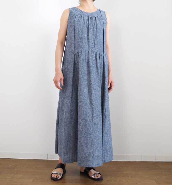 FERAL FLAIR フィラルフレア コットンヘンプ インディゴ ノースリーブワンピース