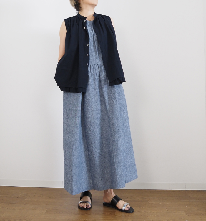 FERAL FLAIR フィラルフレア コットンヘンプ インディゴ ノースリーブワンピース