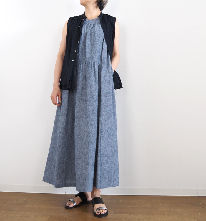 FERAL FLAIR フィラルフレア コットンヘンプ インディゴ ノースリーブワンピース