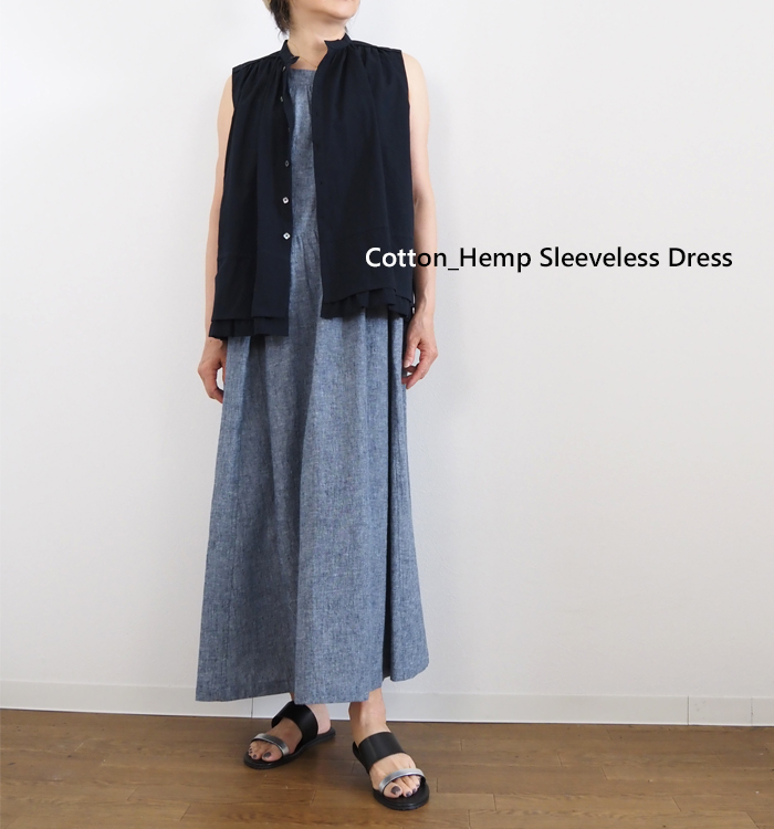 FERAL FLAIR フィラルフレア コットンヘンプ インディゴ ノースリーブワンピース