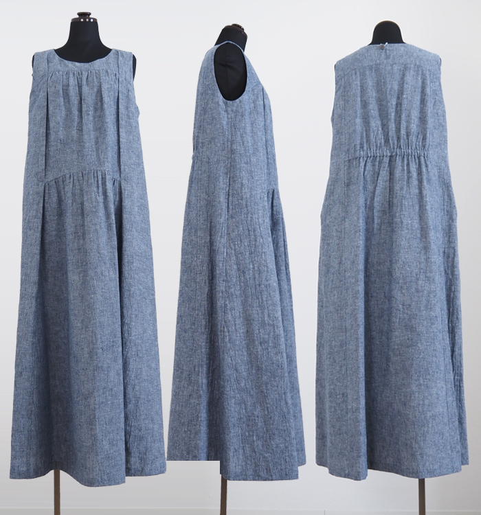 FERAL FLAIR フィラルフレア コットンヘンプ インディゴ ノースリーブワンピース
