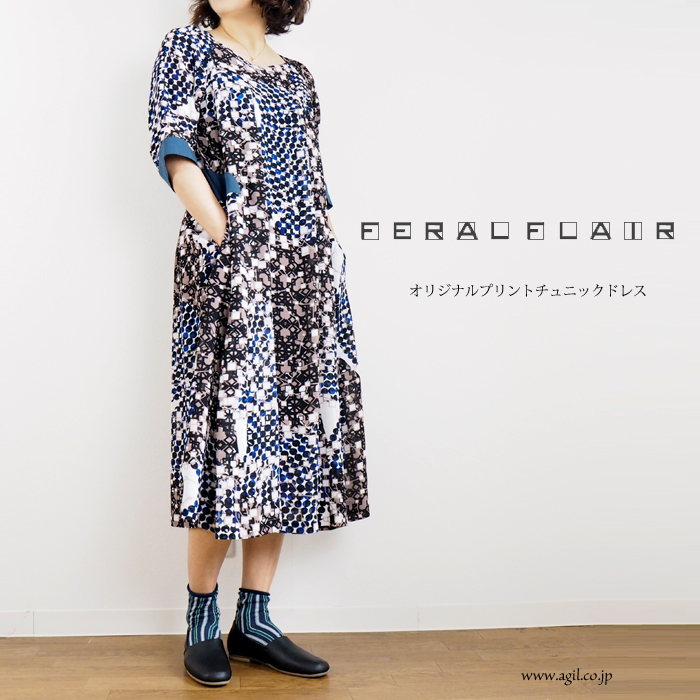 FERAL FLAIR (フィラルフレア) プリント チュニック サックワンピース レディース