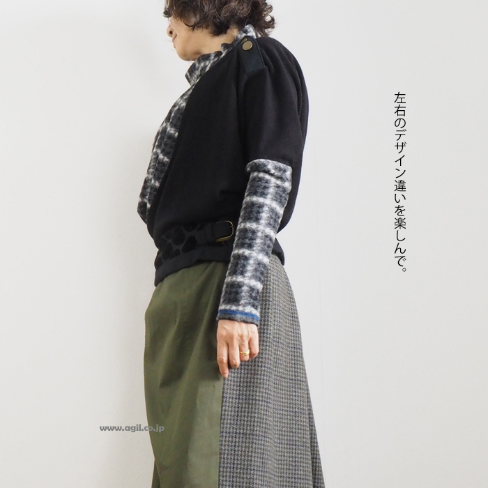 HISUI HIROKOITO ヒスイヒロコイトウ プルオーバーニット ボトルネック 異素材使い レディース
