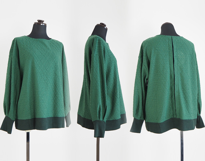 isato design works (イサトデザインワークス) ラウンドネック ジャガードプルオーバー カットソー レディース