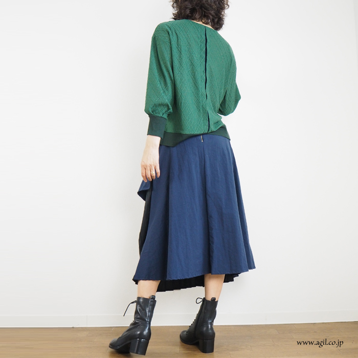 isato design works (イサトデザインワークス) ラウンドネック ジャガードプルオーバー カットソー レディース