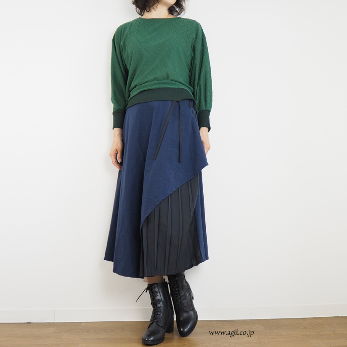 isato design works (イサトデザインワークス) ラウンドネック ジャガードプルオーバー カットソー レディース
