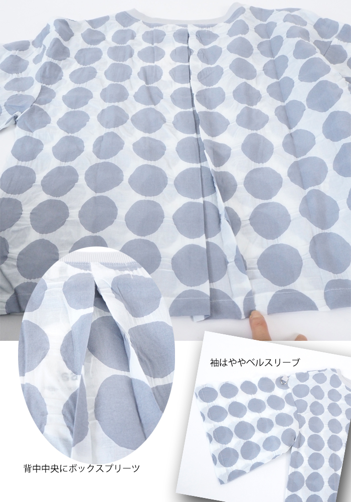 isato design works イサトデザインワークス ドット柄 プルオーバーブラウス ラウンドネック レディース