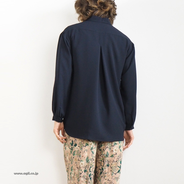 isato design works イサトデザインワークス カシュクールブラウス フロントドレープ ネイビー レディース