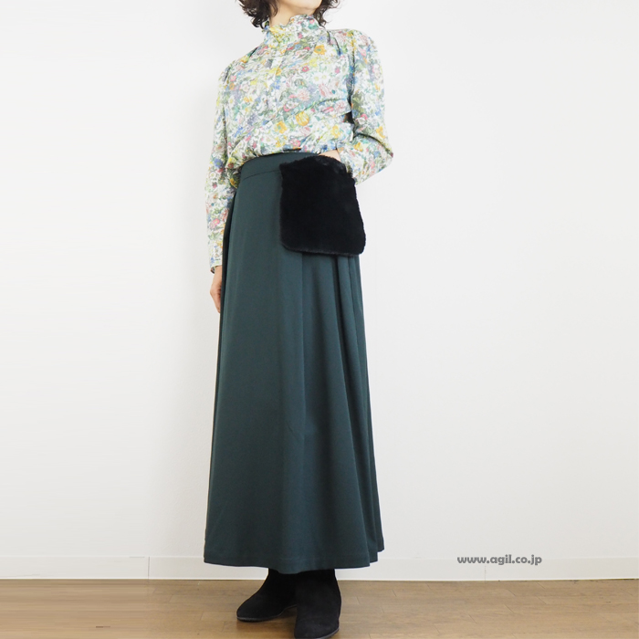 isato design works イサトデザインワークス マキシフレアースカート グリーン レディース