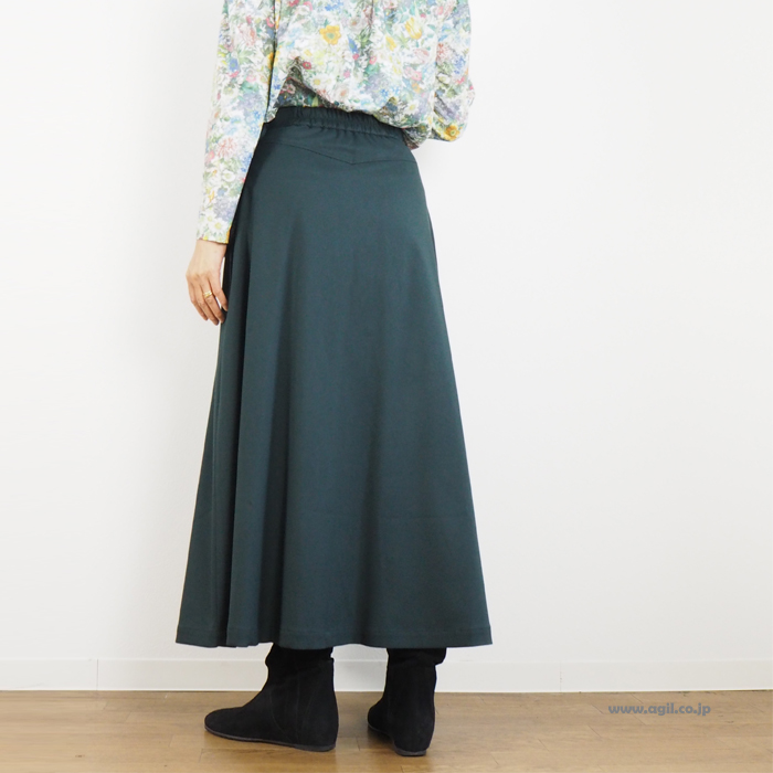 isato design works イサトデザインワークス マキシフレアースカート グリーン レディース