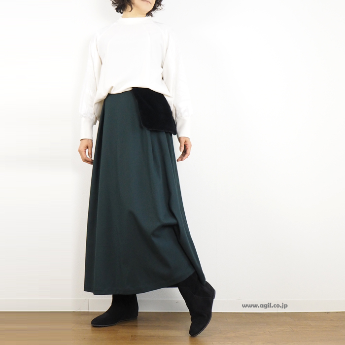 isato design works イサトデザインワークス マキシフレアースカート グリーン レディース