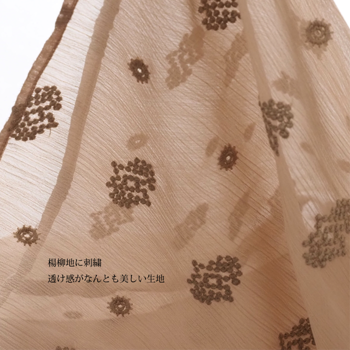 Liyoca リヨカ 刺繍シフォン楊柳ロングワンピース レディース