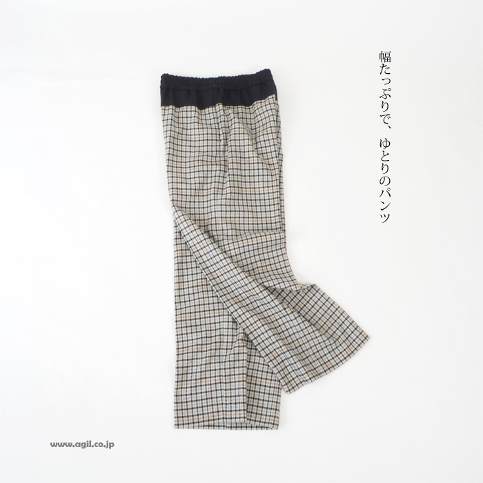 NICO,nicholson & nicholson ニコ,ニコルソンアンドニコルソン チェック柄ワイドイージーパンツ レディース