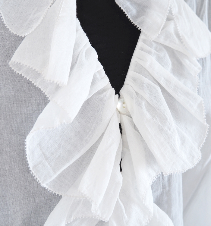 Liyoca リヨカ コットンシフォンフリルブラウス シアー 長袖 レディース