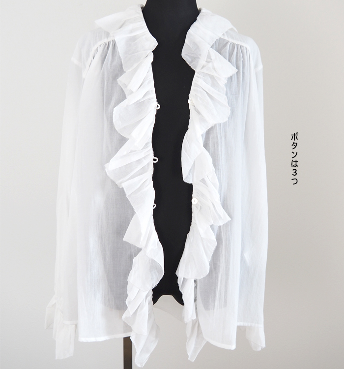 Liyoca リヨカ コットンシフォンフリルブラウス シアー 長袖 レディース