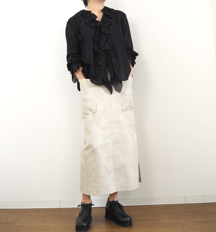 Liyoca リヨカ コットンシフォンフリルブラウス シアー 長袖 レディース