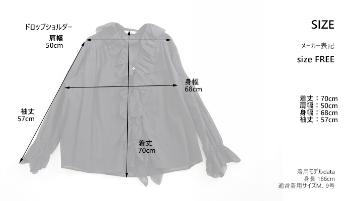 Liyoca リヨカ コットンシフォンフリルブラウス シアー 長袖 レディース