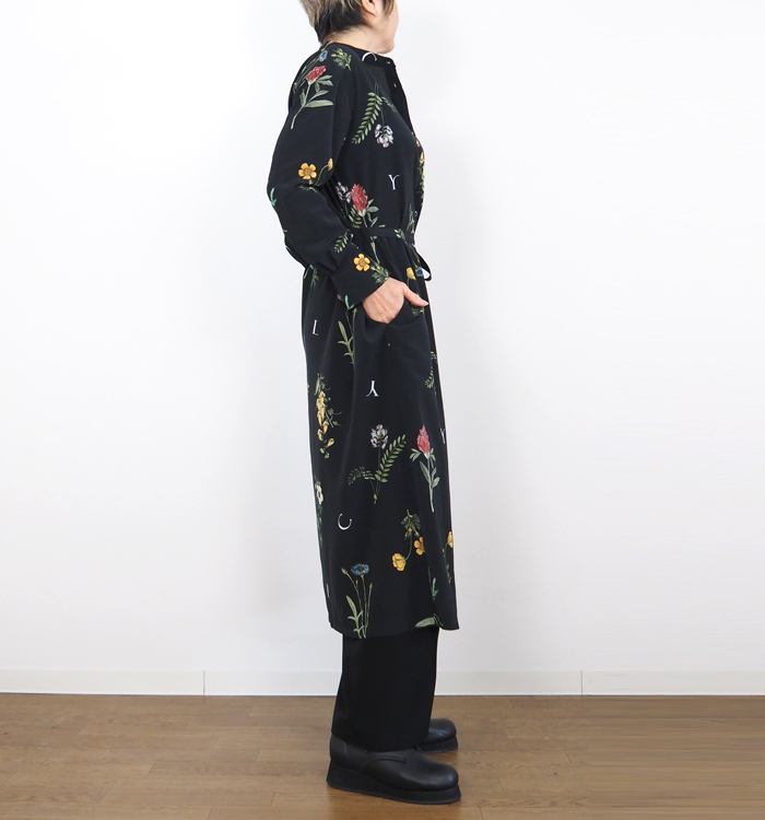 Liyoca リヨカ ボタニカルプリント バンドカラーワンピース レディース