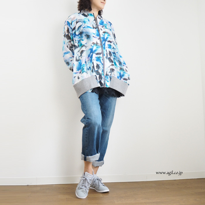CILANDSIA(チランドシア) シースルーシフォン プリントブルゾン レディース メンズ