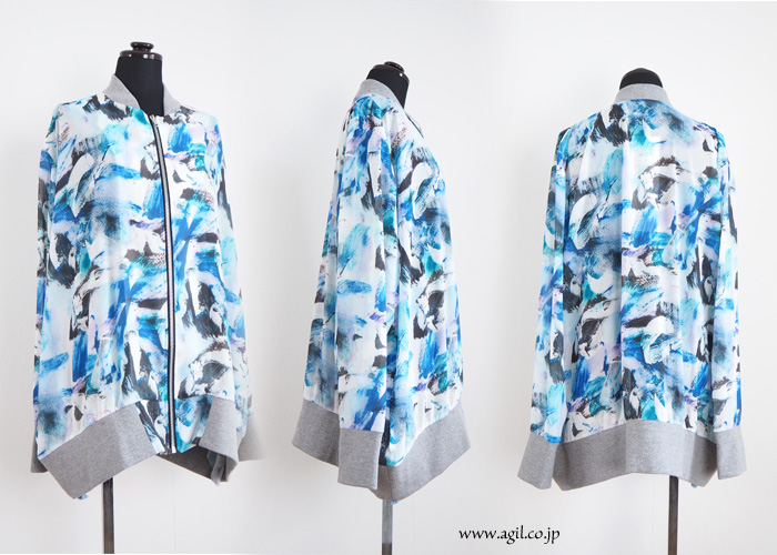CILANDSIA(チランドシア) シースルーシフォン プリントブルゾン レディース メンズ