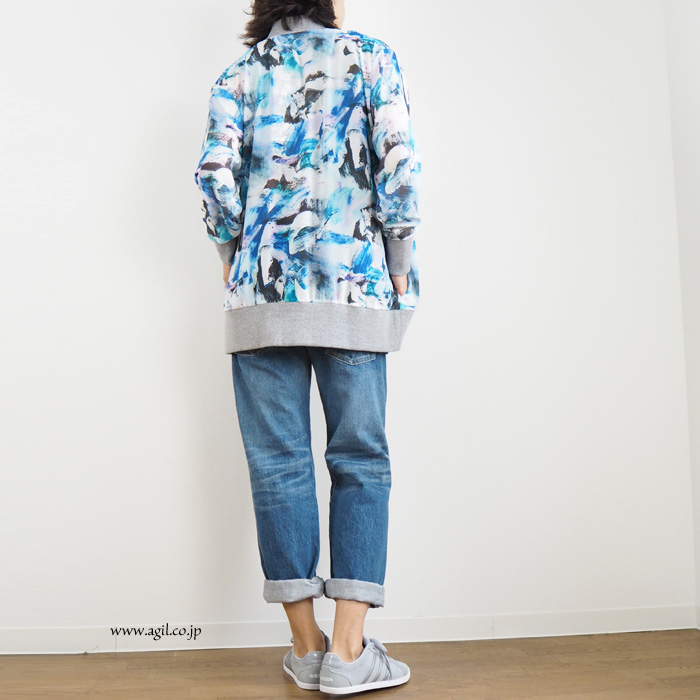 CILANDSIA(チランドシア) シースルーシフォン プリントブルゾン レディース メンズ