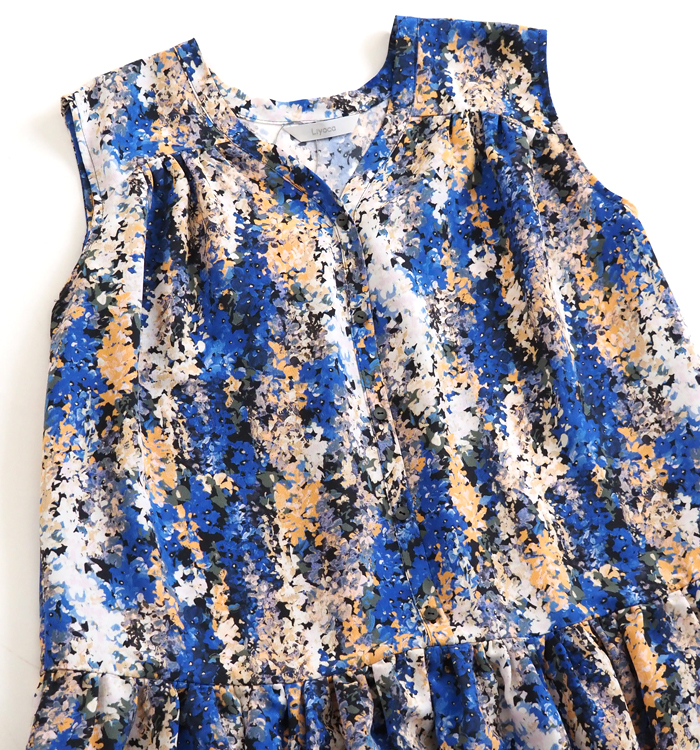 Liyoca リヨカ ノースリーブロングワンピース 花柄プリント レディース