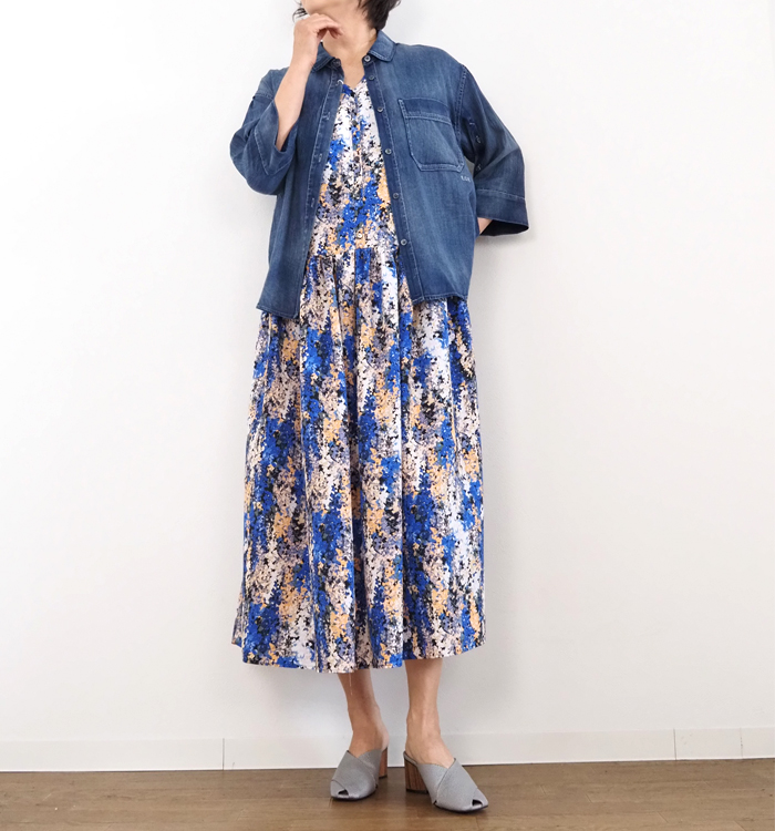 Liyoca リヨカ ノースリーブロングワンピース 花柄プリント レディース