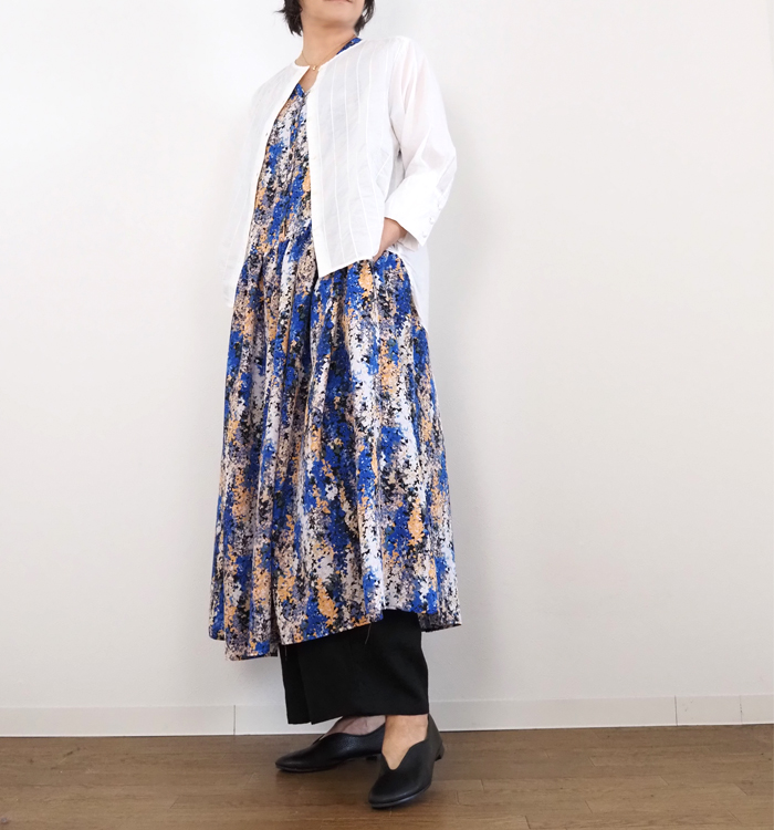 Liyoca リヨカ ノースリーブロングワンピース 花柄プリント レディース