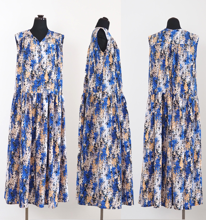 Liyoca リヨカ ノースリーブロングワンピース 花柄プリント レディース