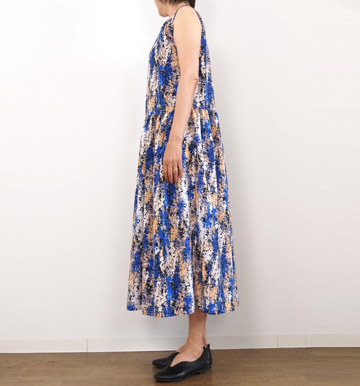 Liyoca リヨカ ノースリーブロングワンピース 花柄プリント レディース