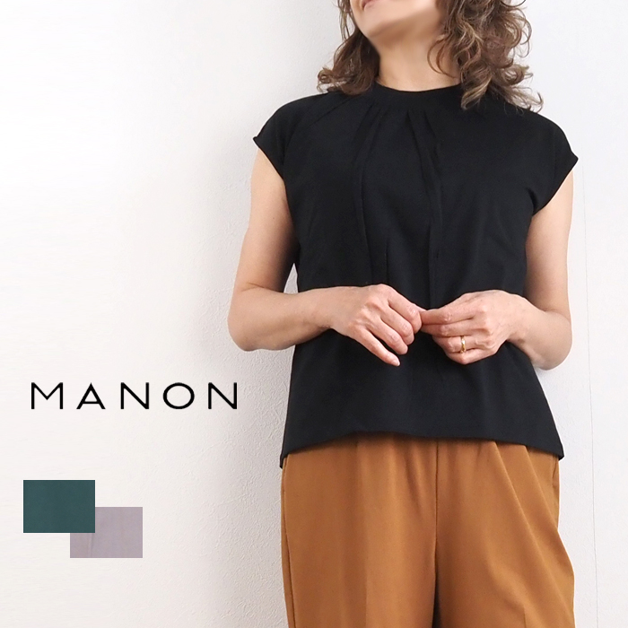 manon マノン フレンチスリーブモックTシャツ レディース