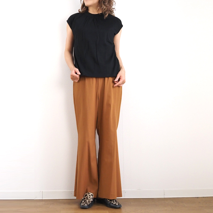 manon マノン フレンチスリーブモックTシャツ レディース