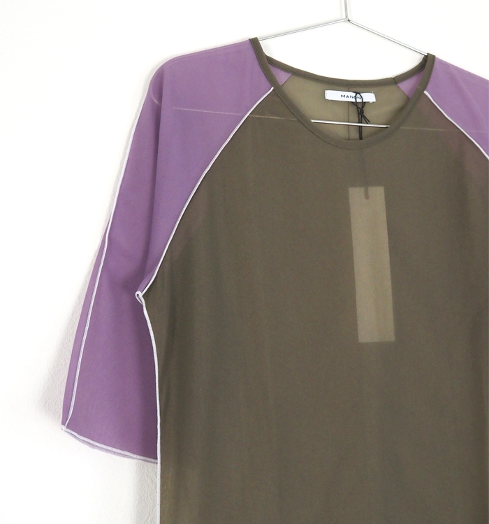 MANON マノン バイカラー シアーTシャツ 5分袖 プルオーバー レディース