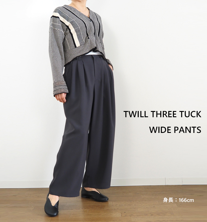 MANON マノン ３タックワイドパンツ 後ろゴム きれいめ
