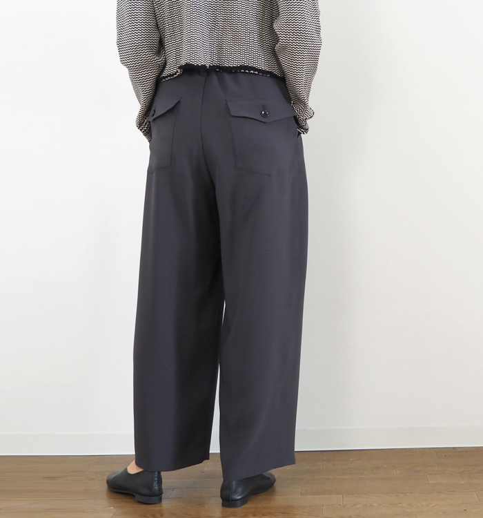 MANON マノン ３タックワイドパンツ 後ろゴム きれいめ