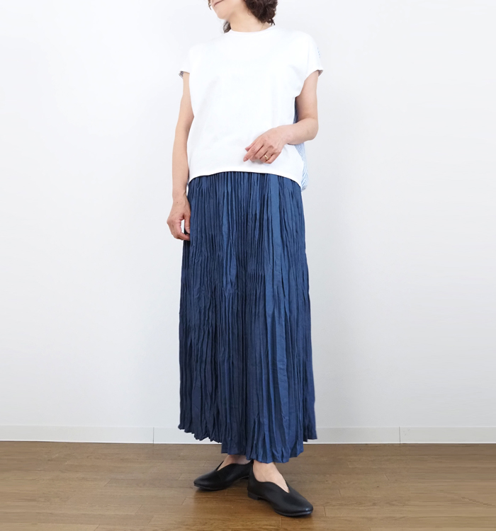 MANON マノン ストライプコンビTシャツ 布帛xカットソードッキング レディース