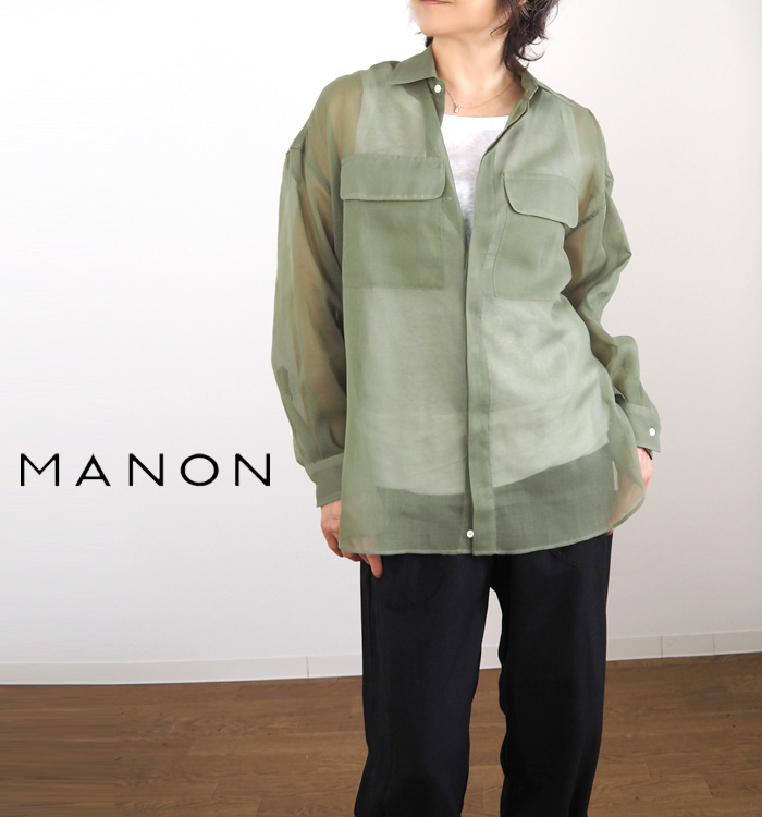 MANON マノン ダブルポケット シアービッグシャツ レディース